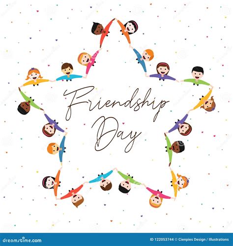 Friendship Day Card Of Star Shape Friend Group Stock Vector