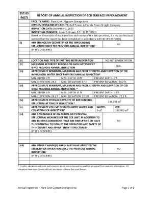 Fillable Online Annual Inspection Report Plant Crist Gypsum Storage