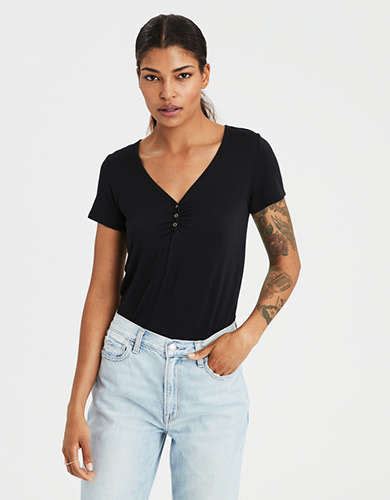 Womens Henley Shirts American Eagle Outfitters