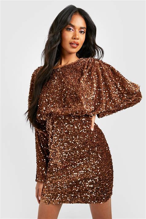 Velvet Sequin Blouson Mini Party Dress Boohoo Uk