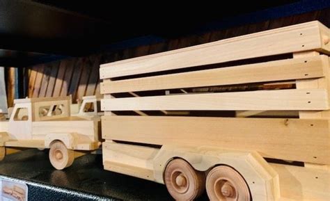 Amish Wooden Toy Pickup Truck Trailer In Stock From DutchCrafters