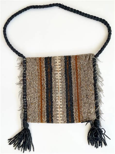 Navajo Handwoven Wool Bag Purse Vintage Southwest Weaving Oatmean Beige