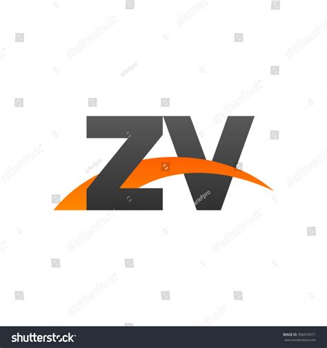 Zv Initial Overlapping Swoosh Letter Logo Black Royalty Free Stock