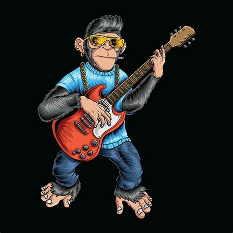 Monkey playing guitar with cool style 24523315 Vector Art at Vecteezy