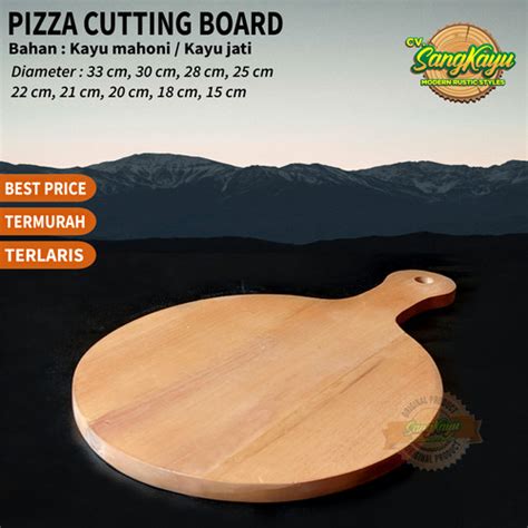 Jual Talenan Bulat Pizza Cm Kayu Jati Wooden Pizza Serving Cutting