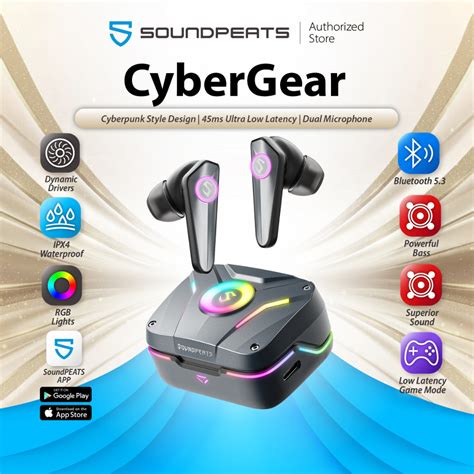 Soundpeats Cybergear True Wireless Bluetooth Gaming Earbuds Rgb Led Low