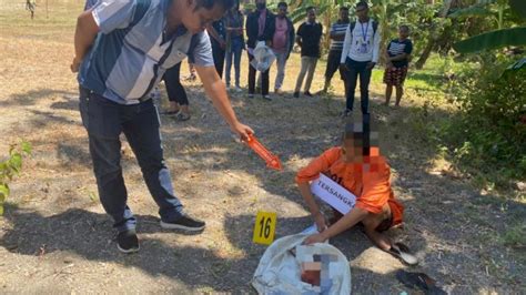 Tersangka Pembuang Bayi Di Kelurahan Oesao Peragakan Adegan Saat