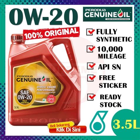 S2U Original Perodua Engine Oil 0W20 Genuine Fully Synthetic Axia Bezza