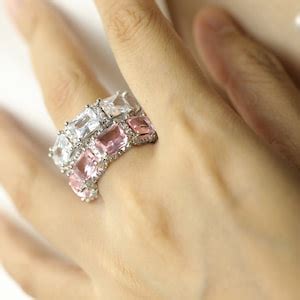 Pink Tourmaline Birthstone Cocktail Ring in Sterling Silver, With Lab ...