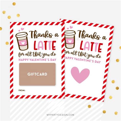 Valentines Day T Card Holder Thanks A Latte My Party Design