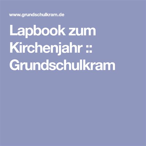 Lapbook Zum Kirchenjahr Grundschulkram