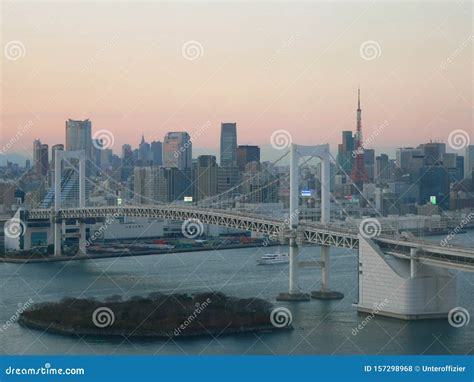 Tokyo Rainbow Bridge with Tokyo Tower in the Backdrop Editorial Stock ...