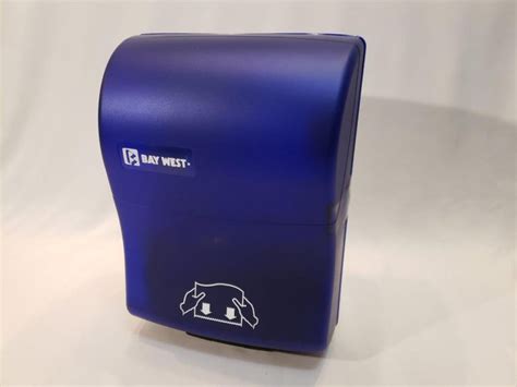 Bay West Mechanical Hands Free Roll Towel Dispenser Blue Translucent