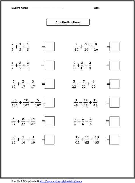 Maths Worksheet For Grade 4