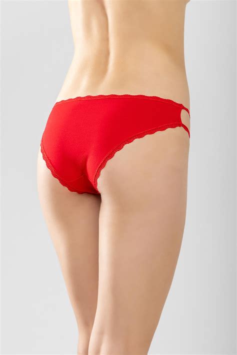 Pamuklu Pencere Detaylı Bikini Kesim Kadın Külot Kırmızı Baykaronline