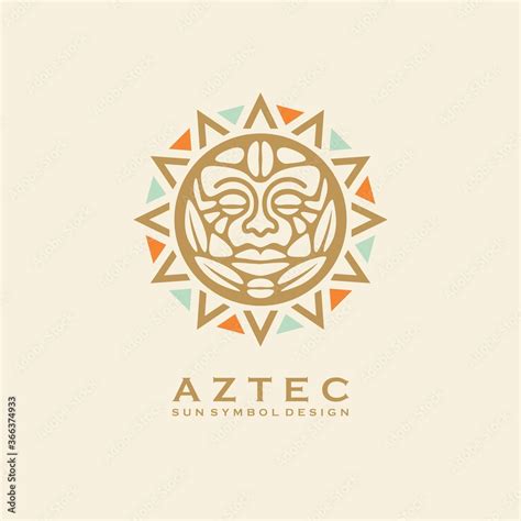 Aztec tribal sun symbol with human face. Vector logo or tattoo design ...