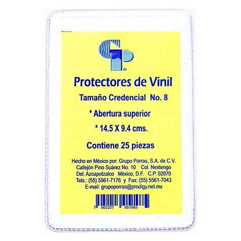 MICA CREDENCIAL 108 VINIL NO 8 14 5X9 4 Atado De 25 Pzas Super Papelera