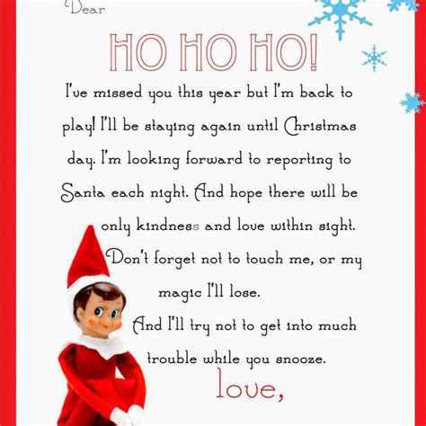 Elf On The Shelf Letter Free Printable