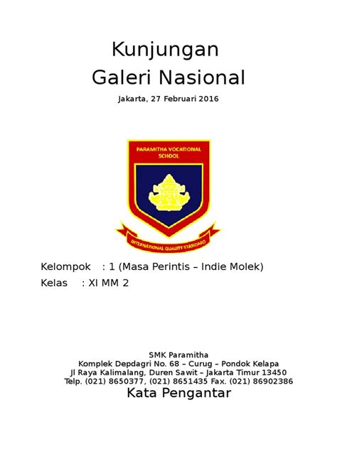 Laporan Kunjungan Ke Galeri Nasional Smk Paramitha Jakarta Pdf