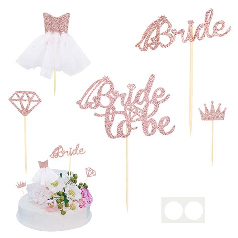 Buy Airsmall Bride To Be Cupcake Toppers Rose Gold Glitter With Bride To Be Cake Topper Diamond