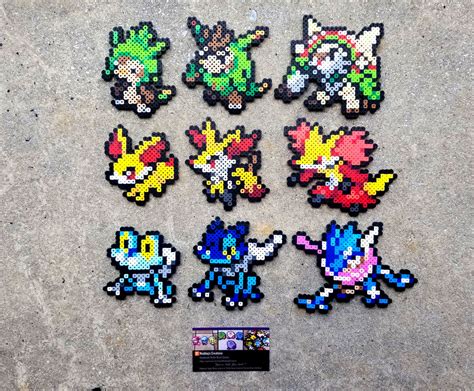 Kalos Starters Pokemon Perler Bead Sprites By Maddogscreations On