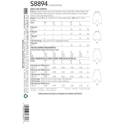 Simplicity® Pattern Cs8894 Xxs Xs S M L Michaels