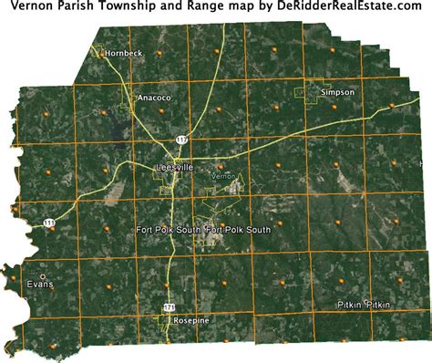 Vernon Parish Township and Range Map | Vernon parish, Parish, Vernon