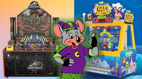 Spongebob Roller Coaster And Jurassic World Arcade Games At Chuck E Cheese Youtube