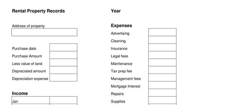 Rental Property Expenses Form Fill Out Printable PDF Forms Online