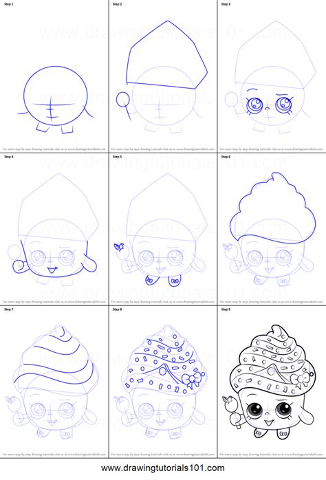 How To Draw Cupcake Queen From Shopkins Printable Drawing Sheet By