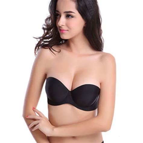 Sexy Strapless Bra Women Lingerie Underwear Solid Gathering Push Up Underwire Adhesive Bra Sexy