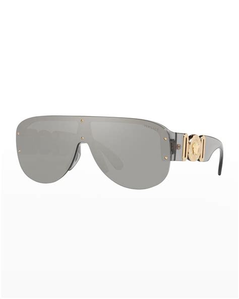 Versace Medusa Logo Shield Sunglasses In Gray For Men Lyst