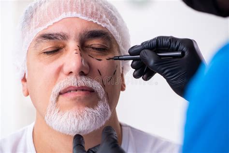 Old Man Visiting Male Doctor for Plastic Surgery Stock Photo - Image of healthcare, marking ...