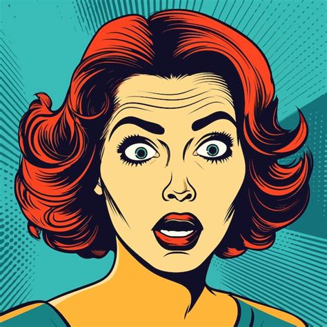 Premium Vector Face Of An Admiring Or Surprised Woman Retro Pop Art