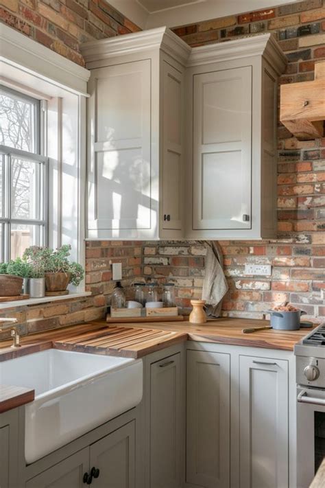 Add Character With A Brick Backsplash In Your Farmhouse Kitchen Quiet