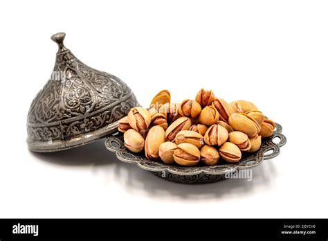 Shelled Pistachios Isolated On A White Background Pistachios On A