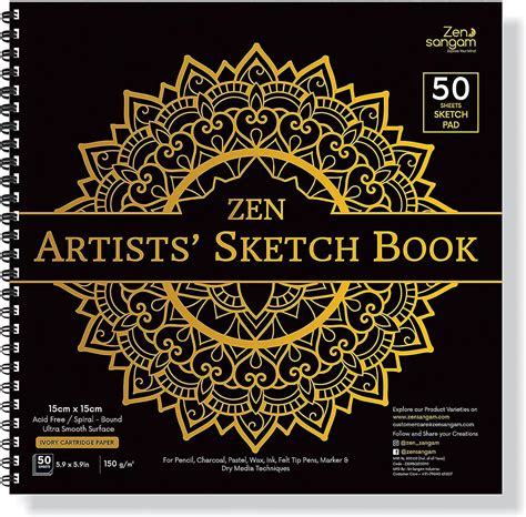 Zen Sangam Artists Sq Sketch Pad Drawing Notebooks Spiral