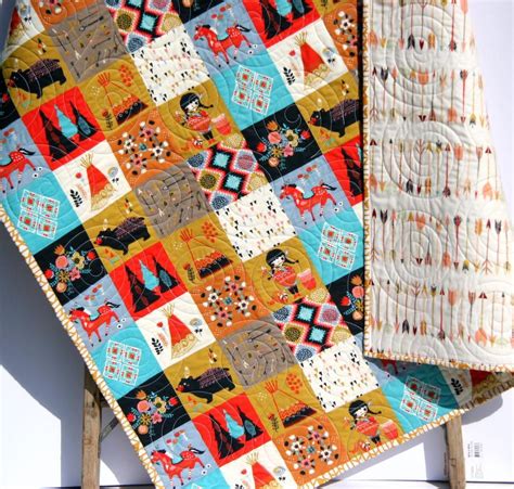 Wildwood Aztec Quilt, Teepees Bears Woodland Arrows | Kristin Blandford Designs