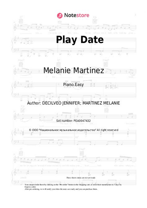 Play Date piano sheet music easy Melanie Martinez in Note-Store.com ...