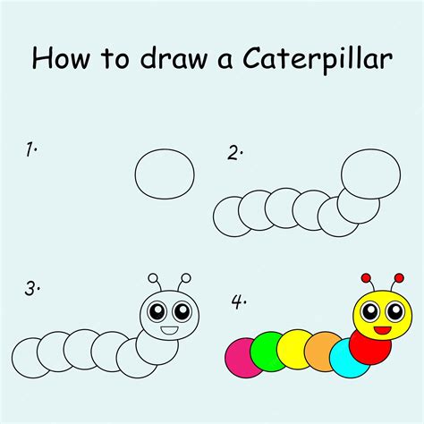 Premium Vector | Step by step to draw a Caterpillar Drawing tutorial a ...