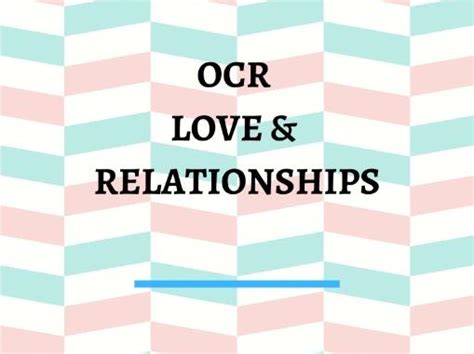 Love And Relationships Poetry For OCR A Level Revision Worksheet