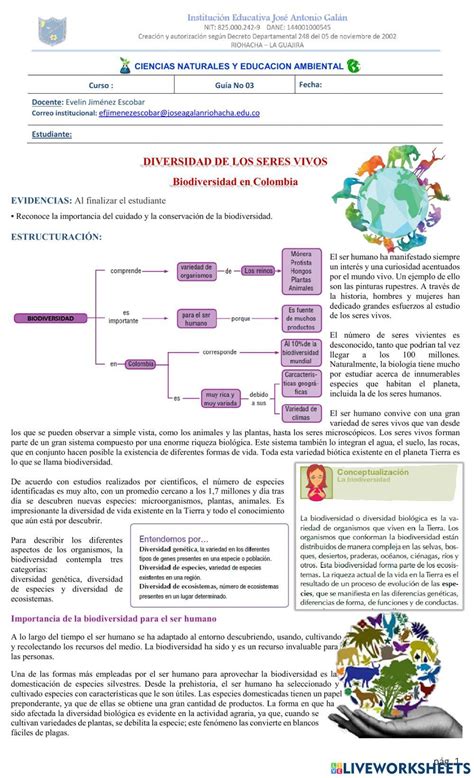 Diversidad De Los Seres Vivos Interactive Worksheet Live Worksheets