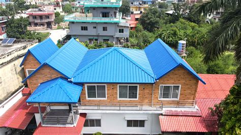 Roof Extension Using Blue Roof Wooden RP Wall Panel SY Panel Nepal