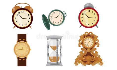 Set Of Clocks And Watches Hand Drawn Vector Illustration Stock Vector