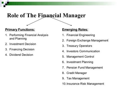 Financial Management Job Roles Activity Manager Job Description We