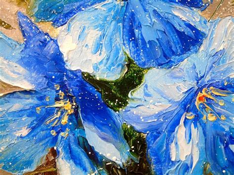 Blue Flowers Painting By Olha Darchuk Jose Art Gallery