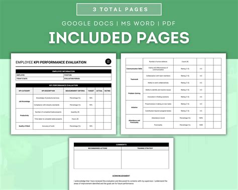 KPI Performance Evaluation Form | ProBizTemplates