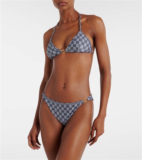 Gg Triangle Bikini In Blue Gucci Mytheresa