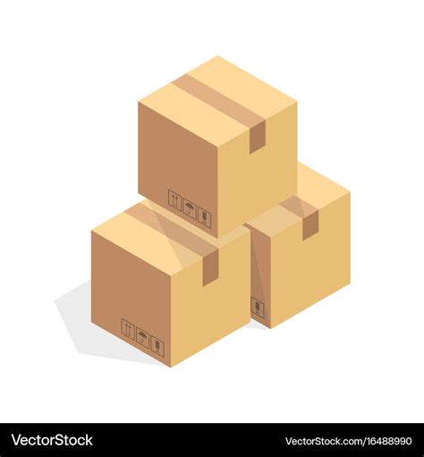 Isometric Cardboard Icon Cartoon Package Box Vector Image