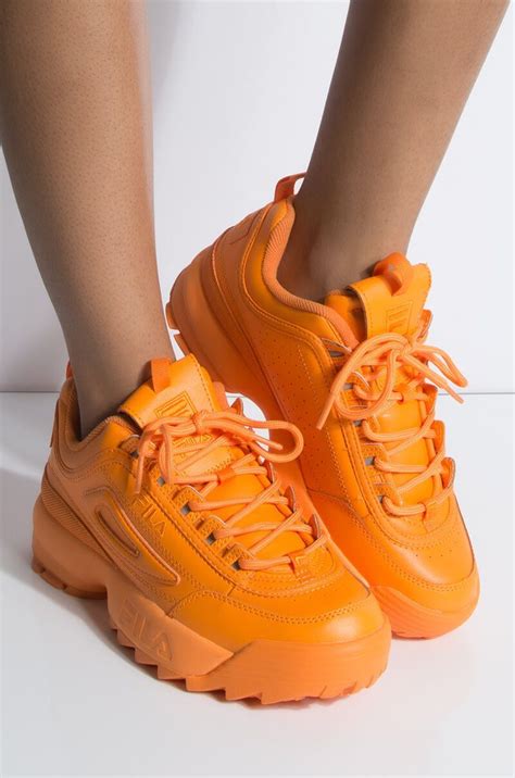 Fila Womens Disruptor Ii Premium Chunky Sneaker In Neon Orange In 2020